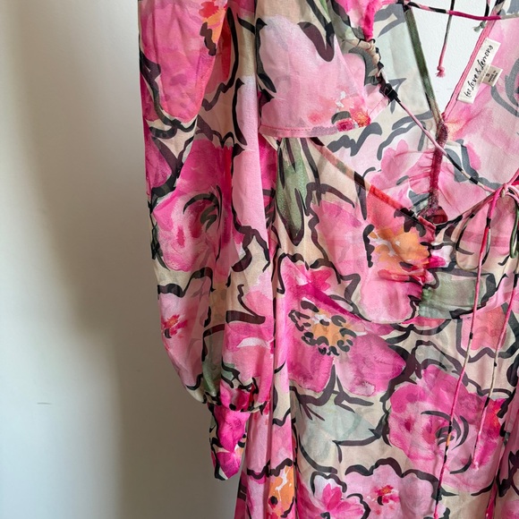 $260 NWOT For Love And Lemons “Tiana” Floral Asymmetrical Sheer Dress Sz Small - Picture 5 of 13